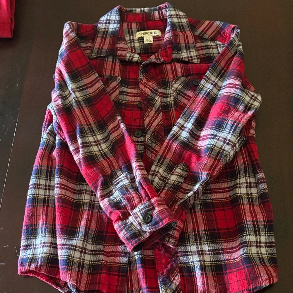 Cherokee Kids Red and Black Plaid Button Down Shirt
